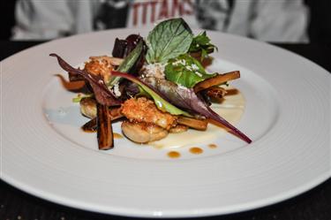 Dinner by Heston Blumenthal, Salamugundy (c.1720)Chicken oysters, salsify, marrow bone & horseradish cream  £16.50