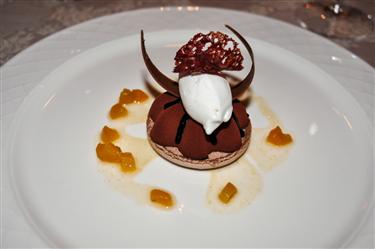 Vivaldi, Bitter Chocolate  Macaroon, Marzipan Gelato, Vanilla-Apricot chutney